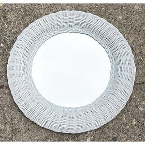 Vintage‎ Round White Wicker Mirror 19"